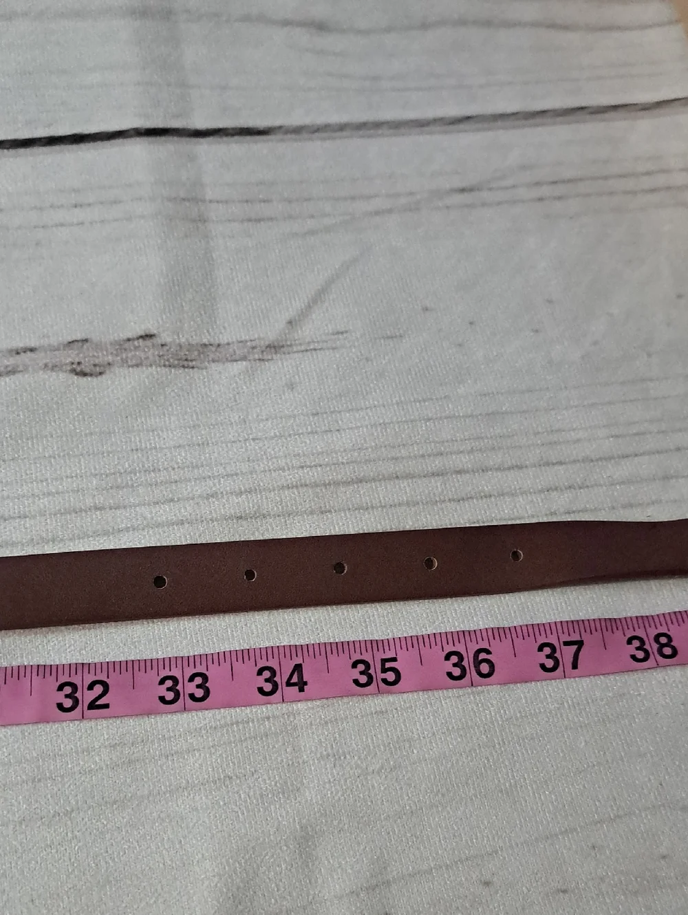 Martina Mori Art Rebel Slim Brown Leather Belt with Gold Tone Buckle Size Medium